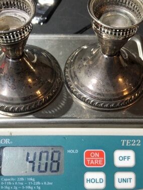 Silver-Tone Pair of Decorative Candle Holders